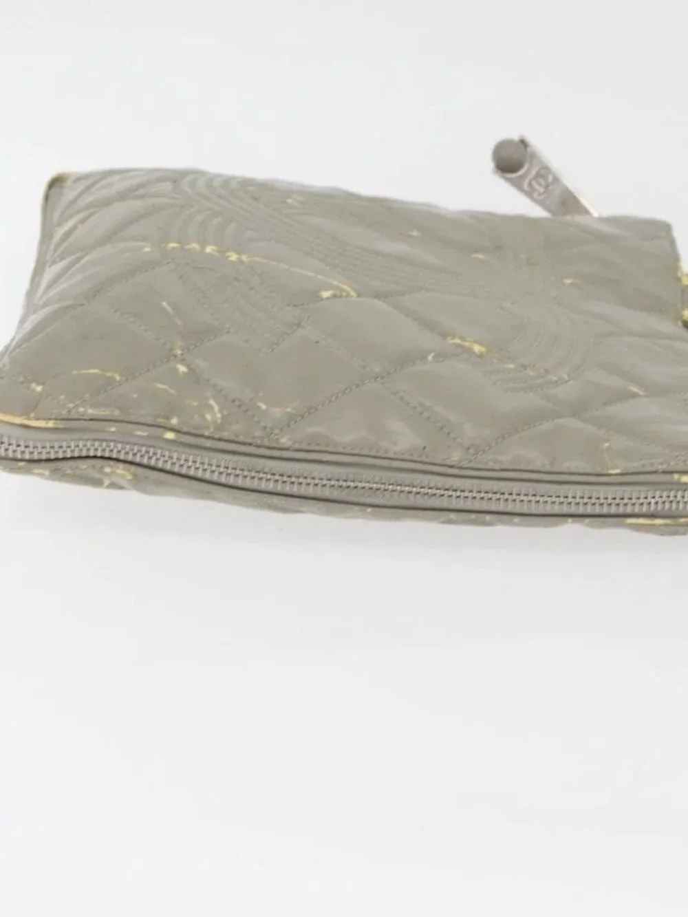 CHANEL Tote Bag Patent leather Gray CC Auth bs22950